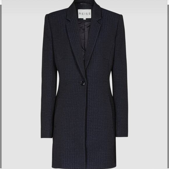 Reiss Textured Navara Navy Overcoat small - Picture 1 of 10